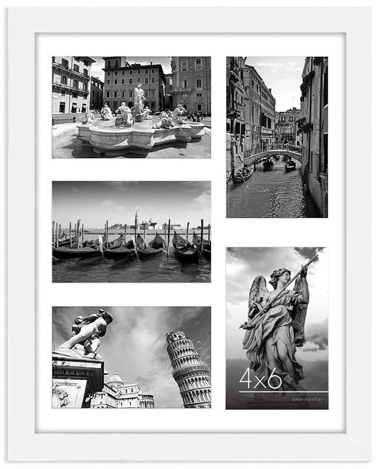 Americanflat Collage Frame | Fits Five 4x6 | Shatter-Resistant Glass