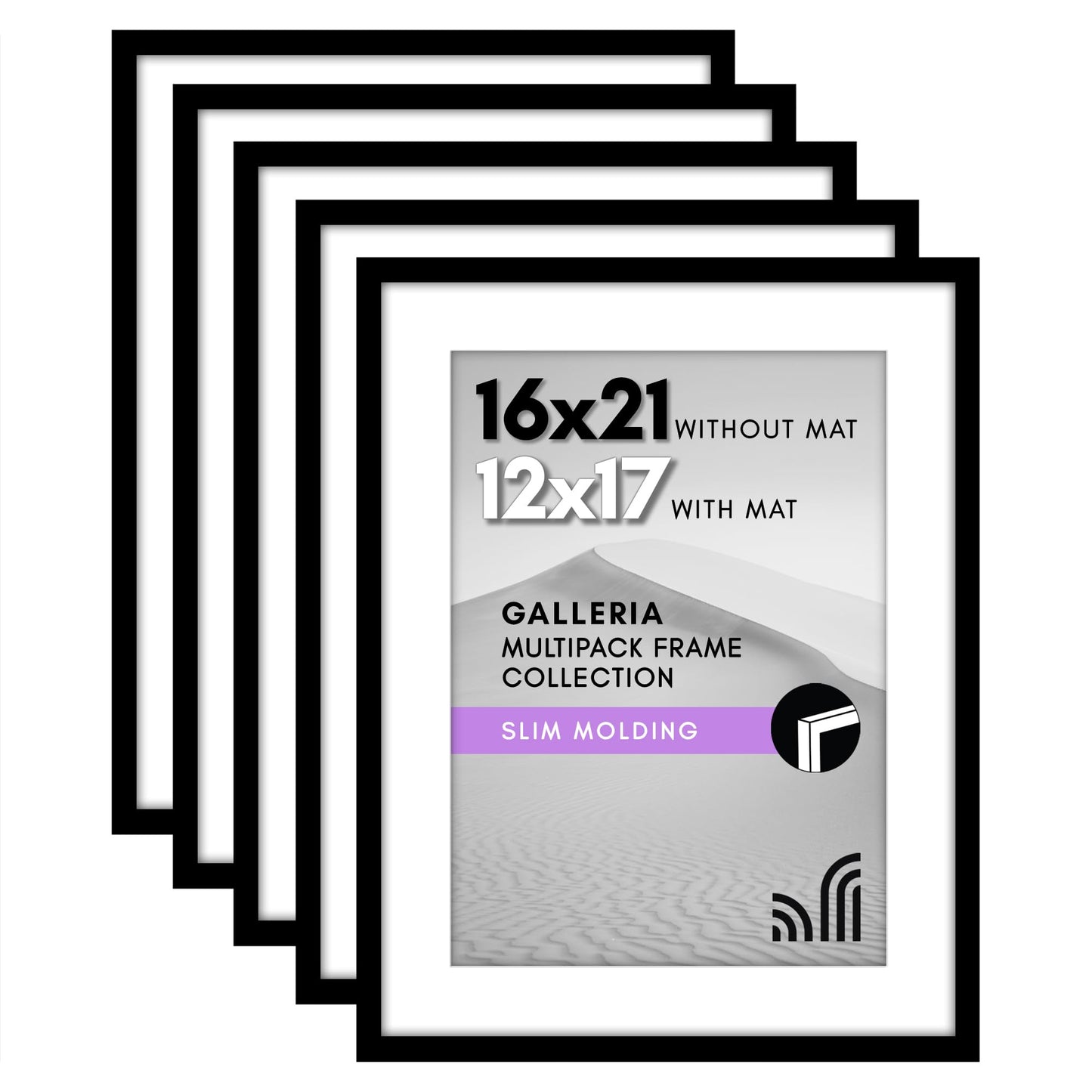 Classic Gallery Picture Frame | Set of 5 | Galleria Collection | Includes Mat