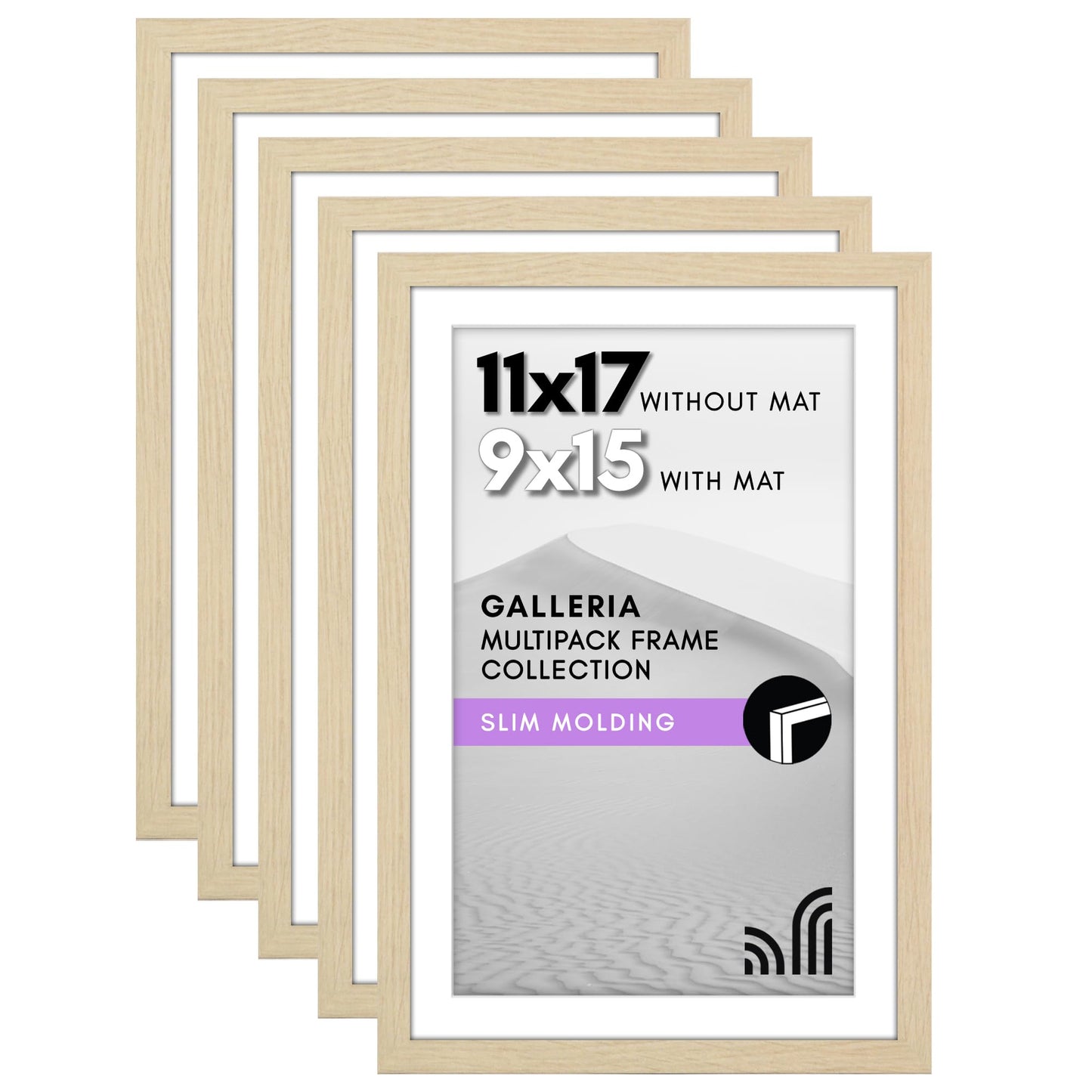 Classic Gallery Picture Frame | Set of 5 | Galleria Collection | Includes Mat