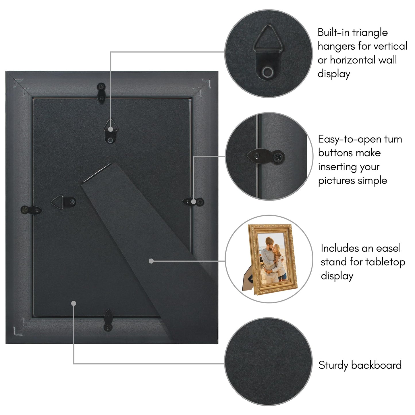 5x7 | Ornate Vintage Frame | Gold | Modern - Premium Quality