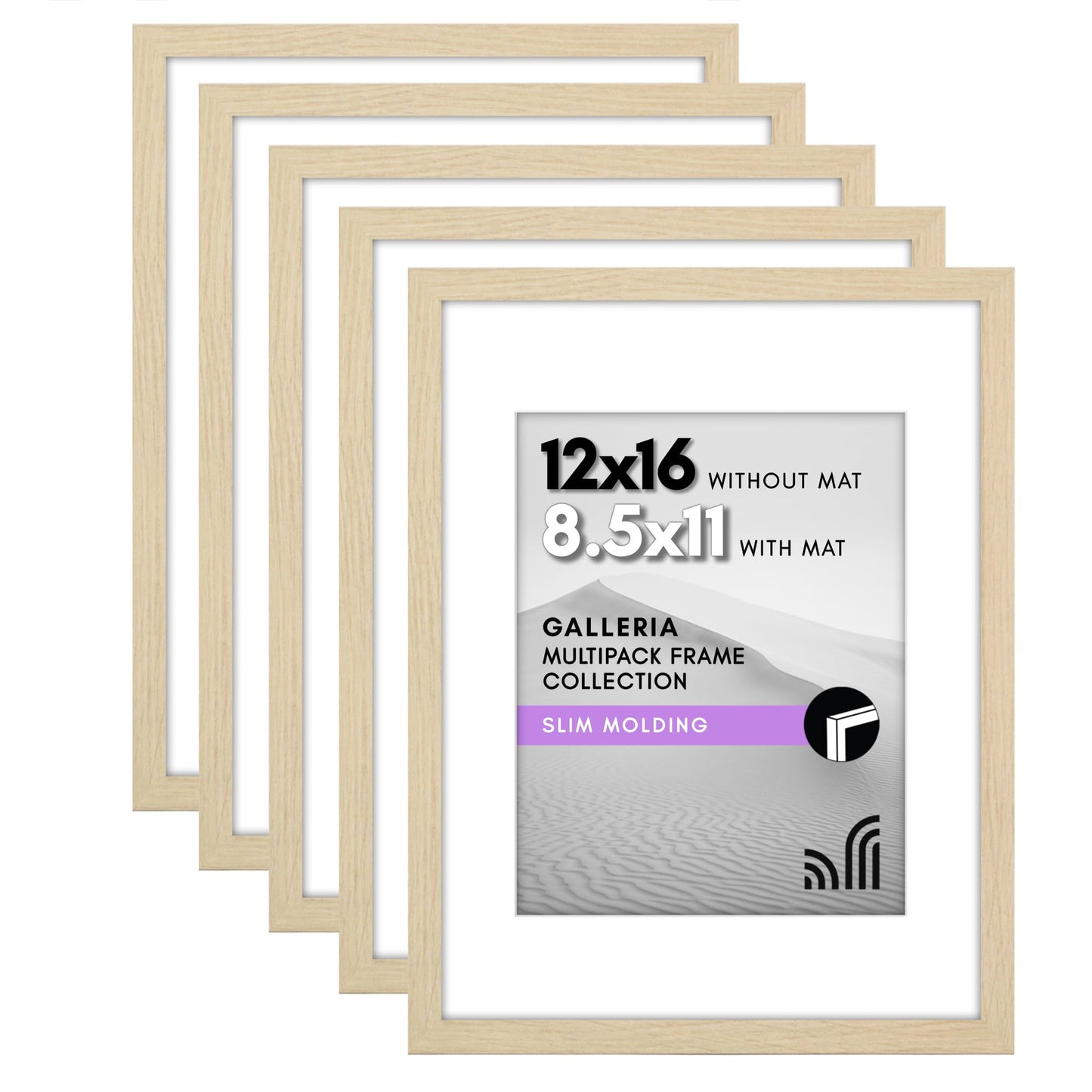 Classic Gallery Picture Frame | Set of 5 | Galleria Collection | Includes Mat