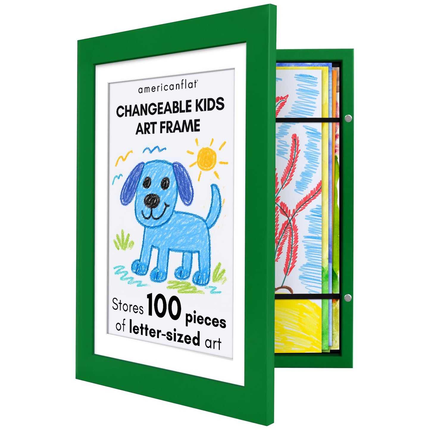 Americanflat Kids Art Frame with Mat | Holds up to 100 Artworks