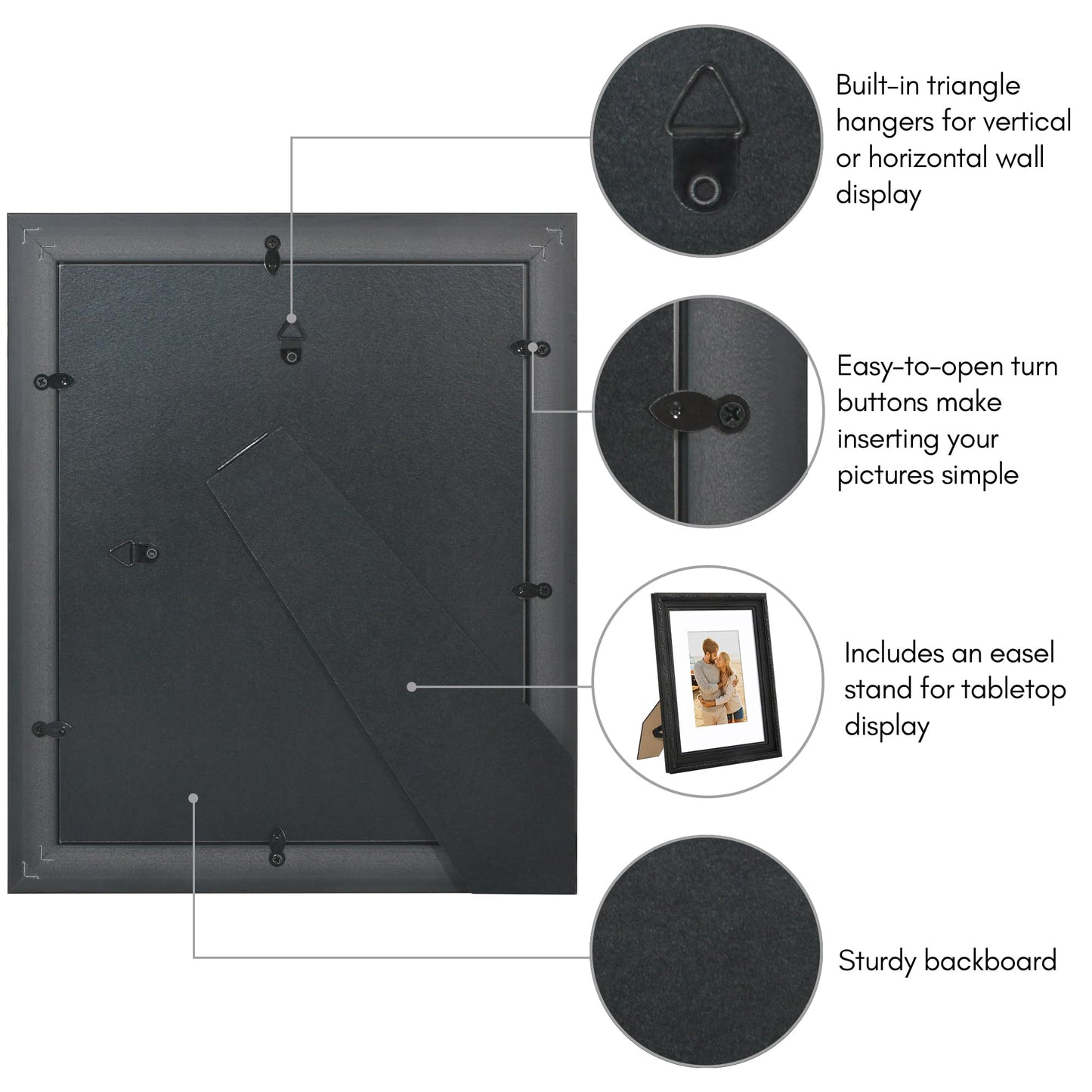 8x10 with 5x7 Mat | Ornate Vintage Frame | Black | Modern - Premium Quality