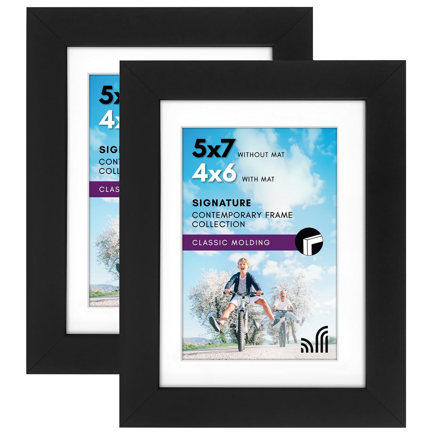 Americanflat Picture Frame | Includes Mat | 4 Multipack | Classic Molding | Signature Collection