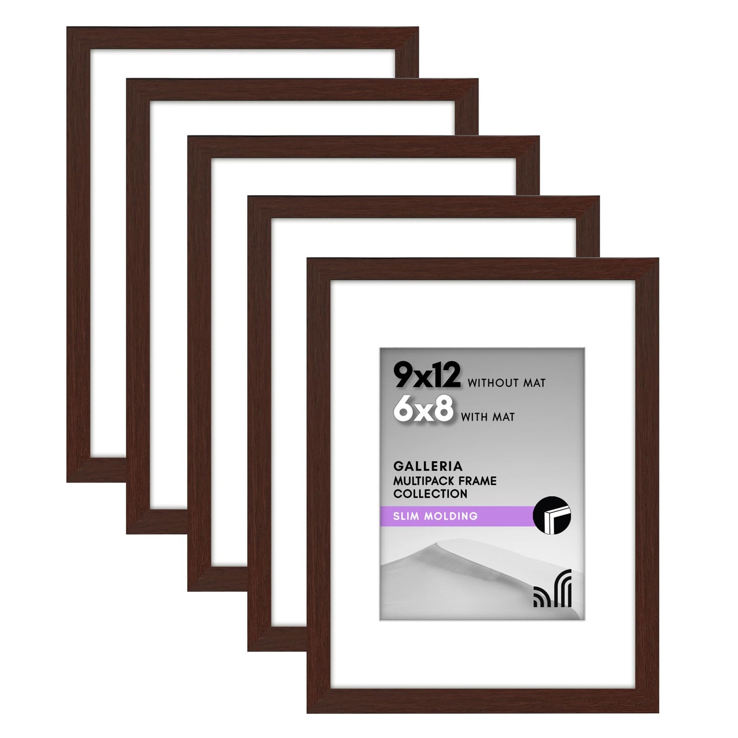 Classic Gallery Picture Frame | Set of 5 | Galleria Collection | Includes Mat