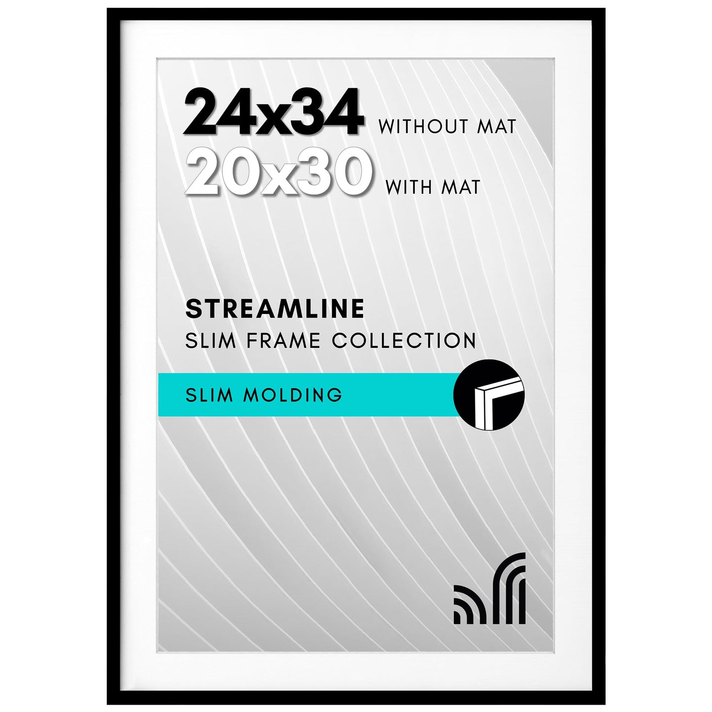 Picture Frame | Includes Mat | Slim Molding | Streamline Collection