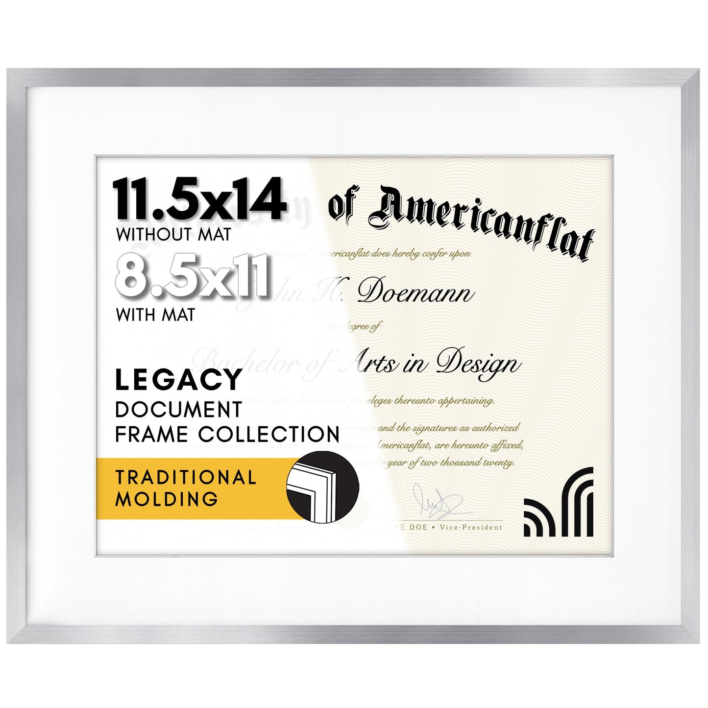 Americanflat Legacy Diploma Frame | With Mat Multi pack | Shatter-Resistant
