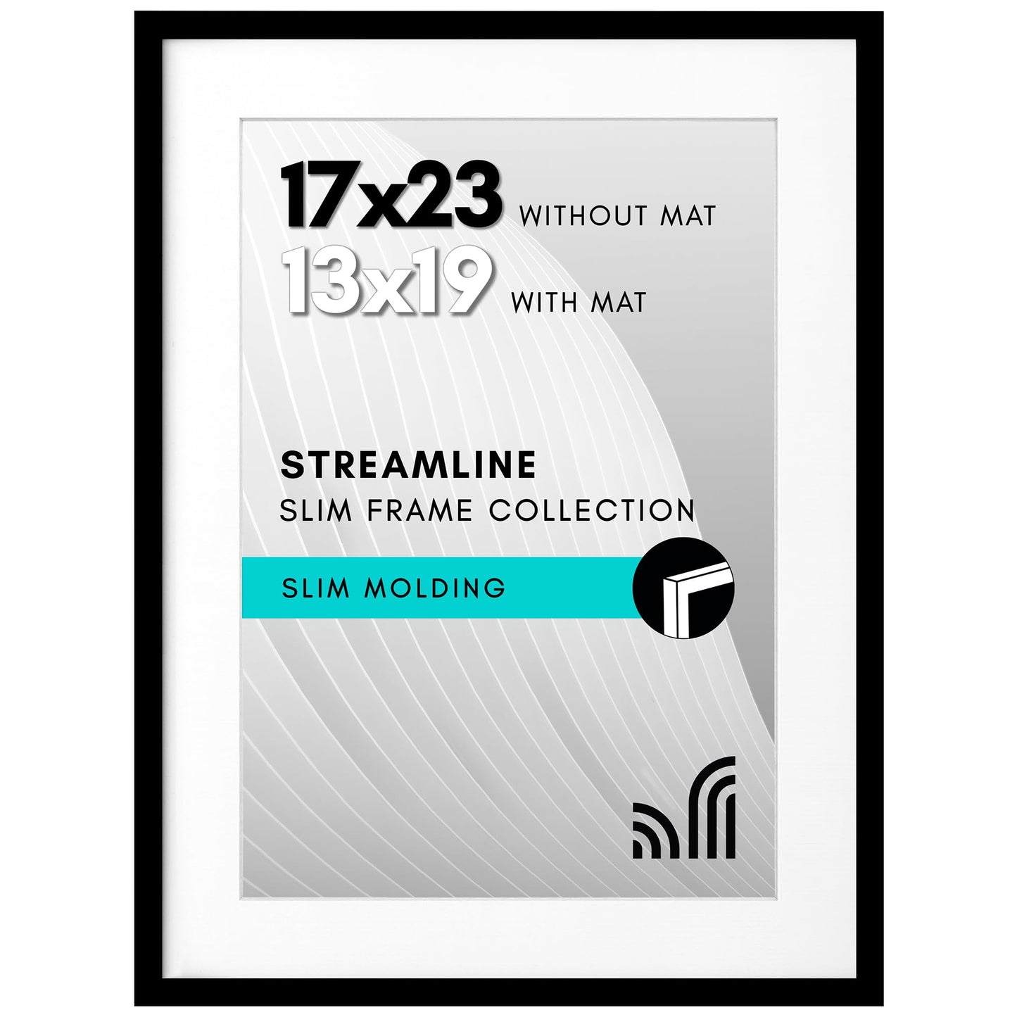 Picture Frame | Includes Mat | Slim Molding | Streamline Collection