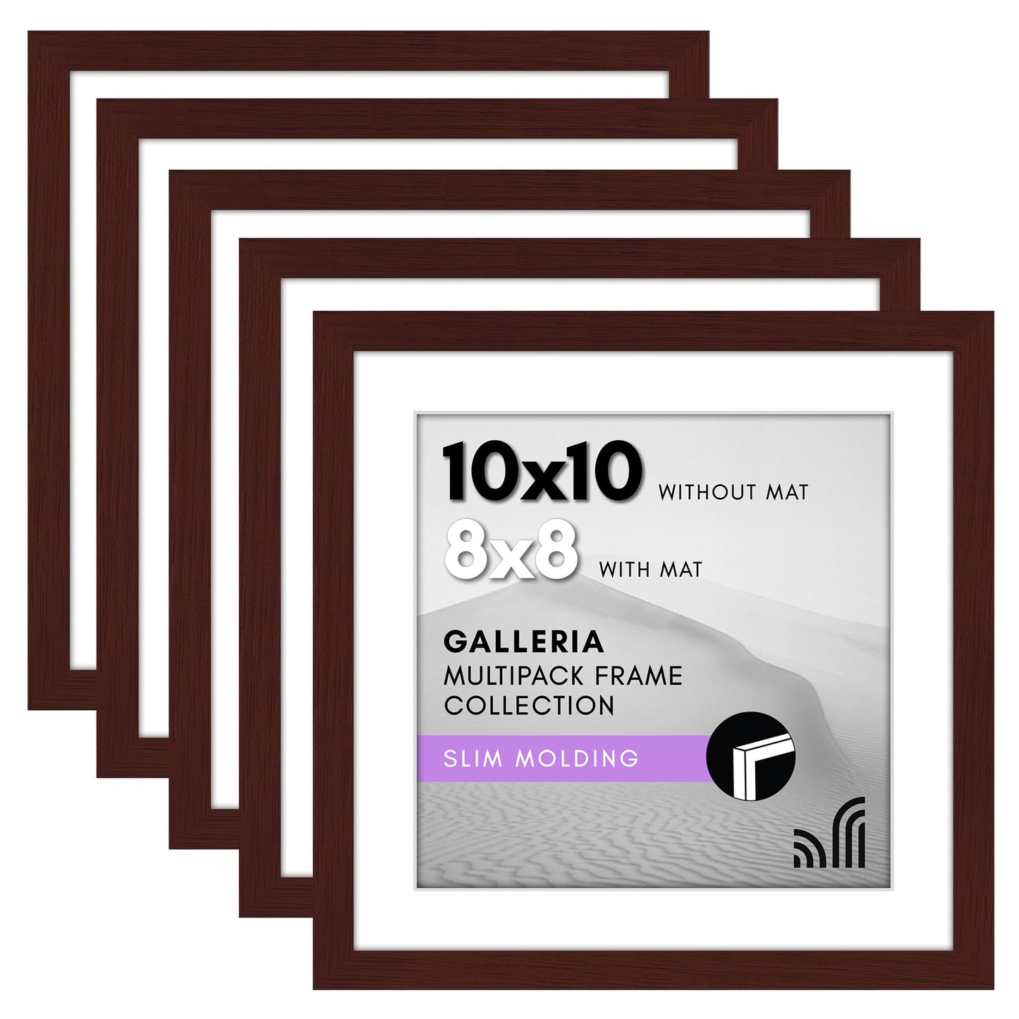 Classic Gallery Picture Frame | Set of 5 | Galleria Collection | Includes Mat