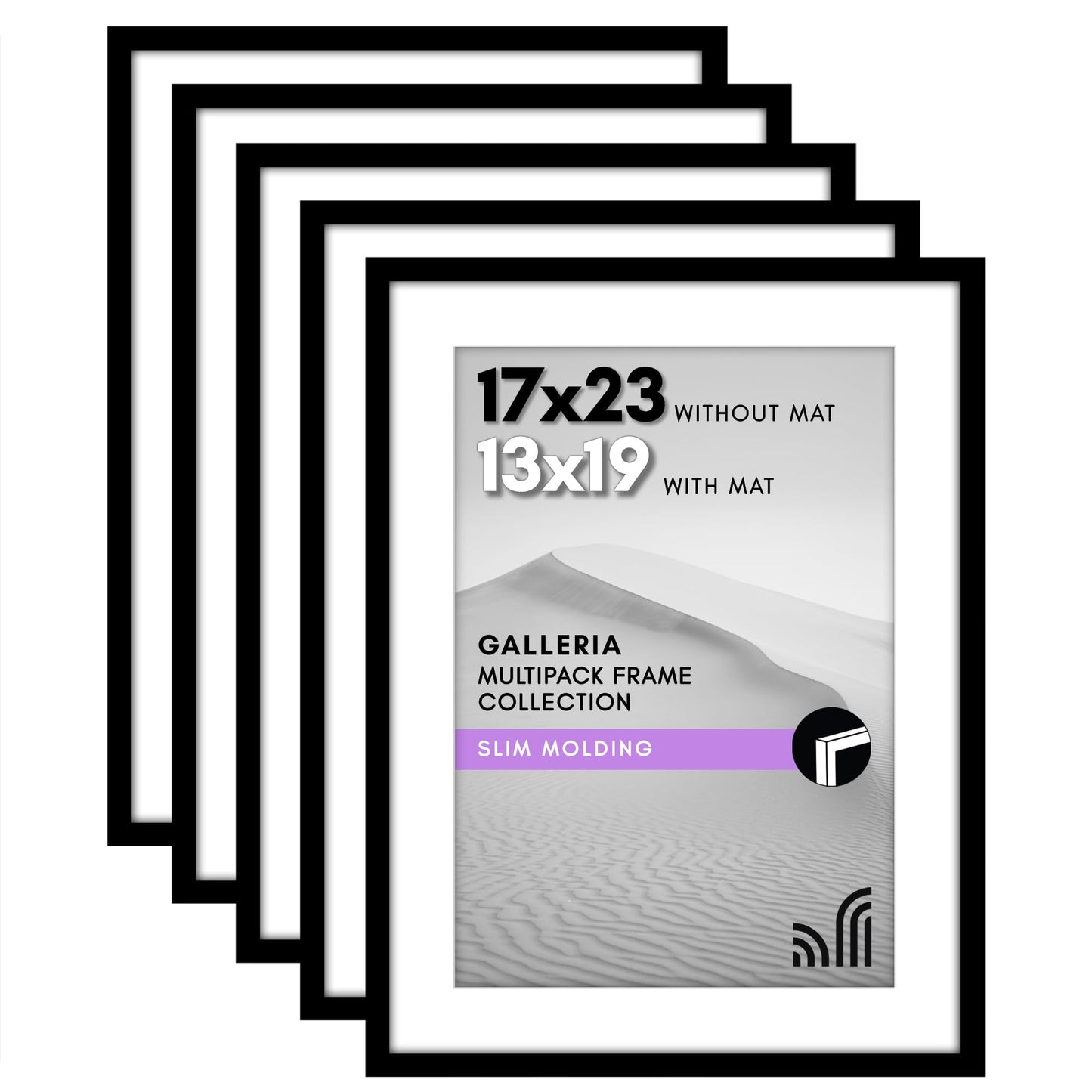 Classic Gallery Picture Frame | Set of 5 | Galleria Collection | Includes Mat