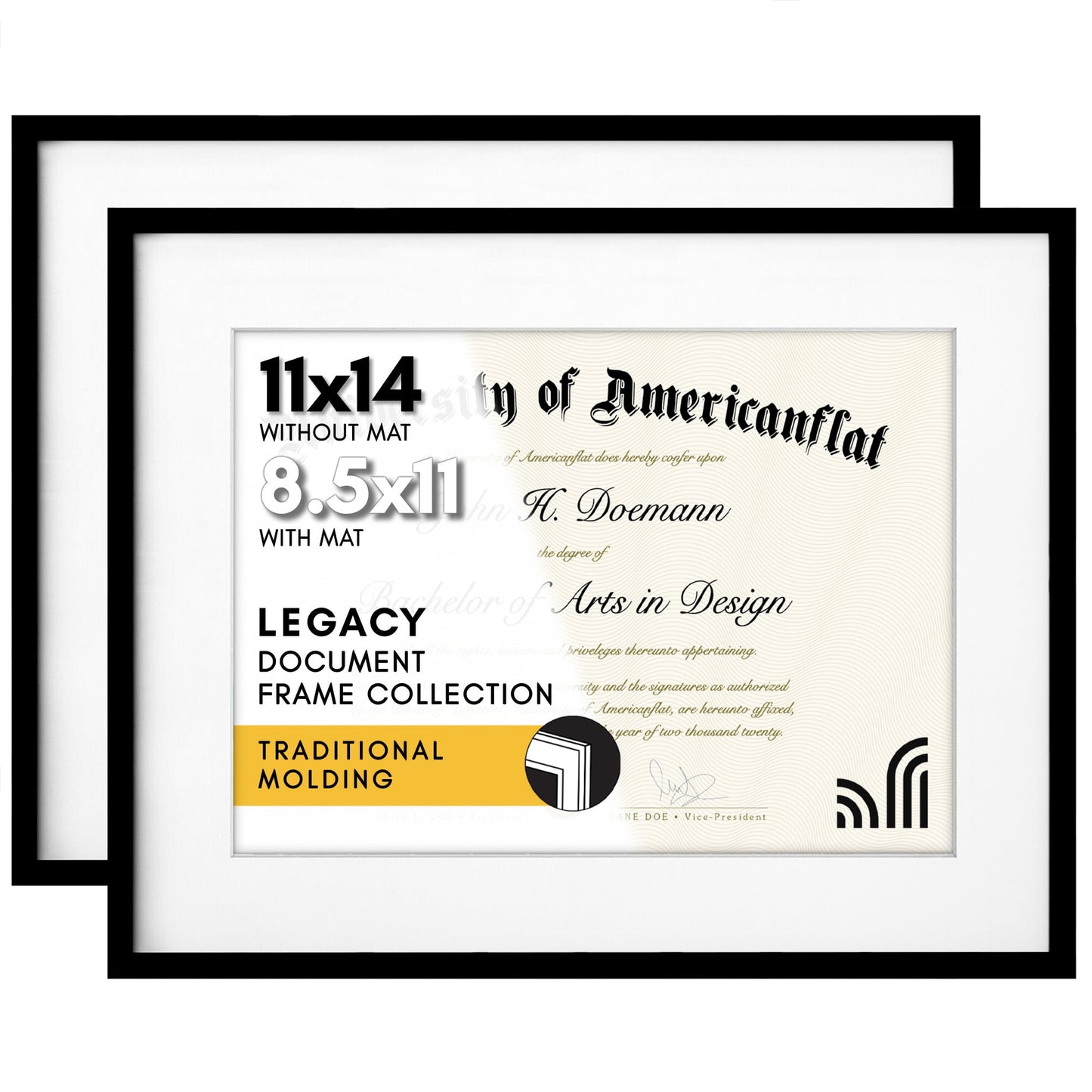 Americanflat Legacy Diploma Frame | With Mat Multi pack | Shatter-Resistant