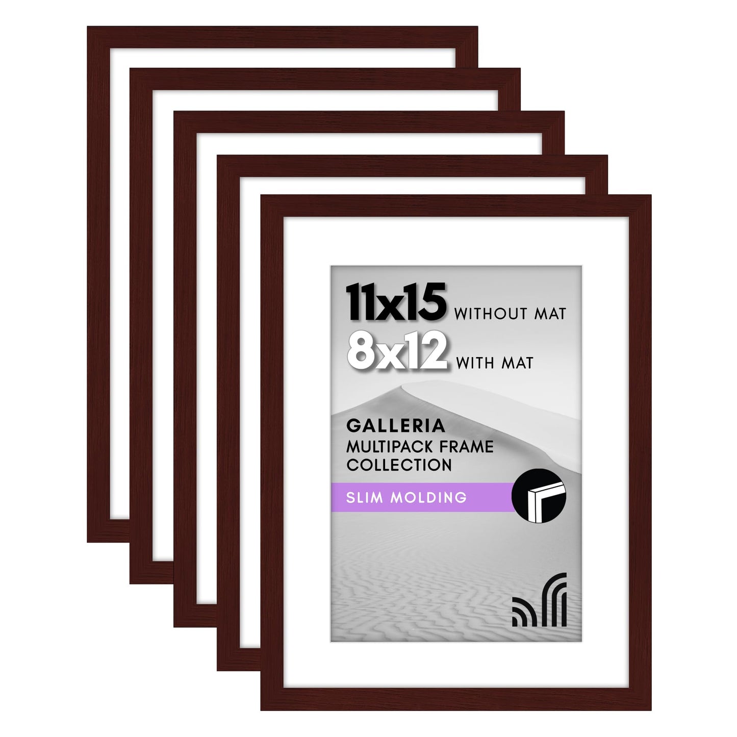 Classic Gallery Picture Frame | Set of 5 | Galleria Collection | Includes Mat