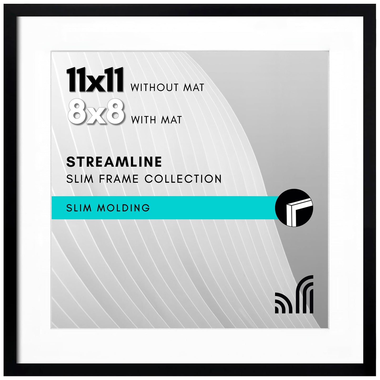 Picture Frame | Includes Mat | Slim Molding | Streamline Collection