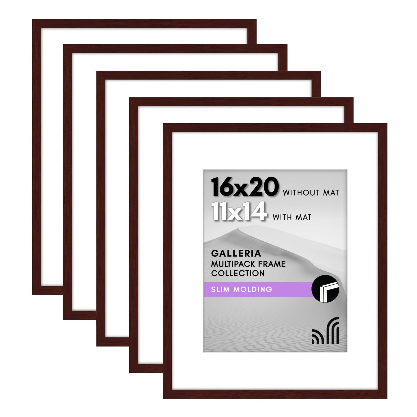Classic Gallery Picture Frame | Set of 5 | Galleria Collection | Includes Mat