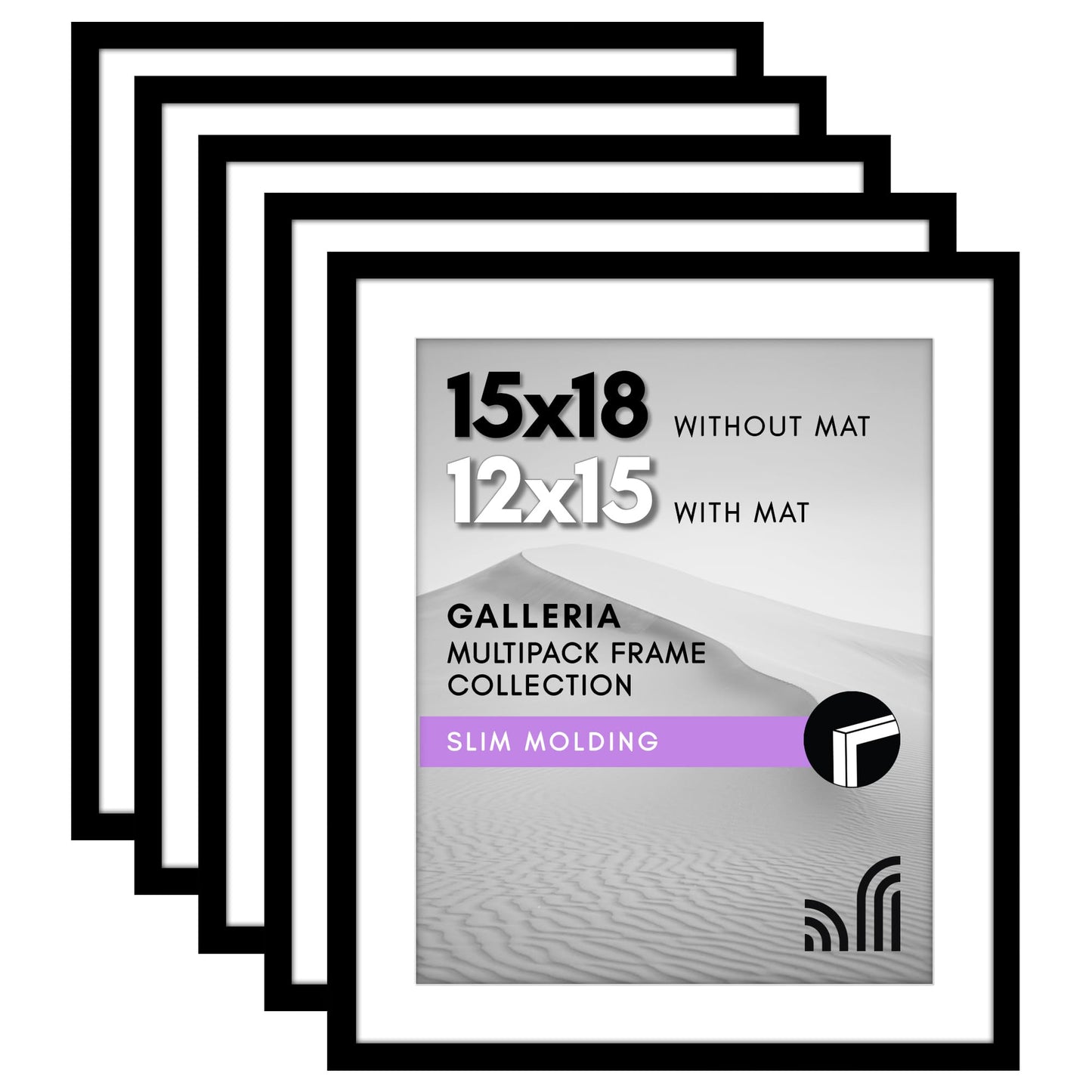 Classic Gallery Picture Frame | Set of 5 | Galleria Collection | Includes Mat