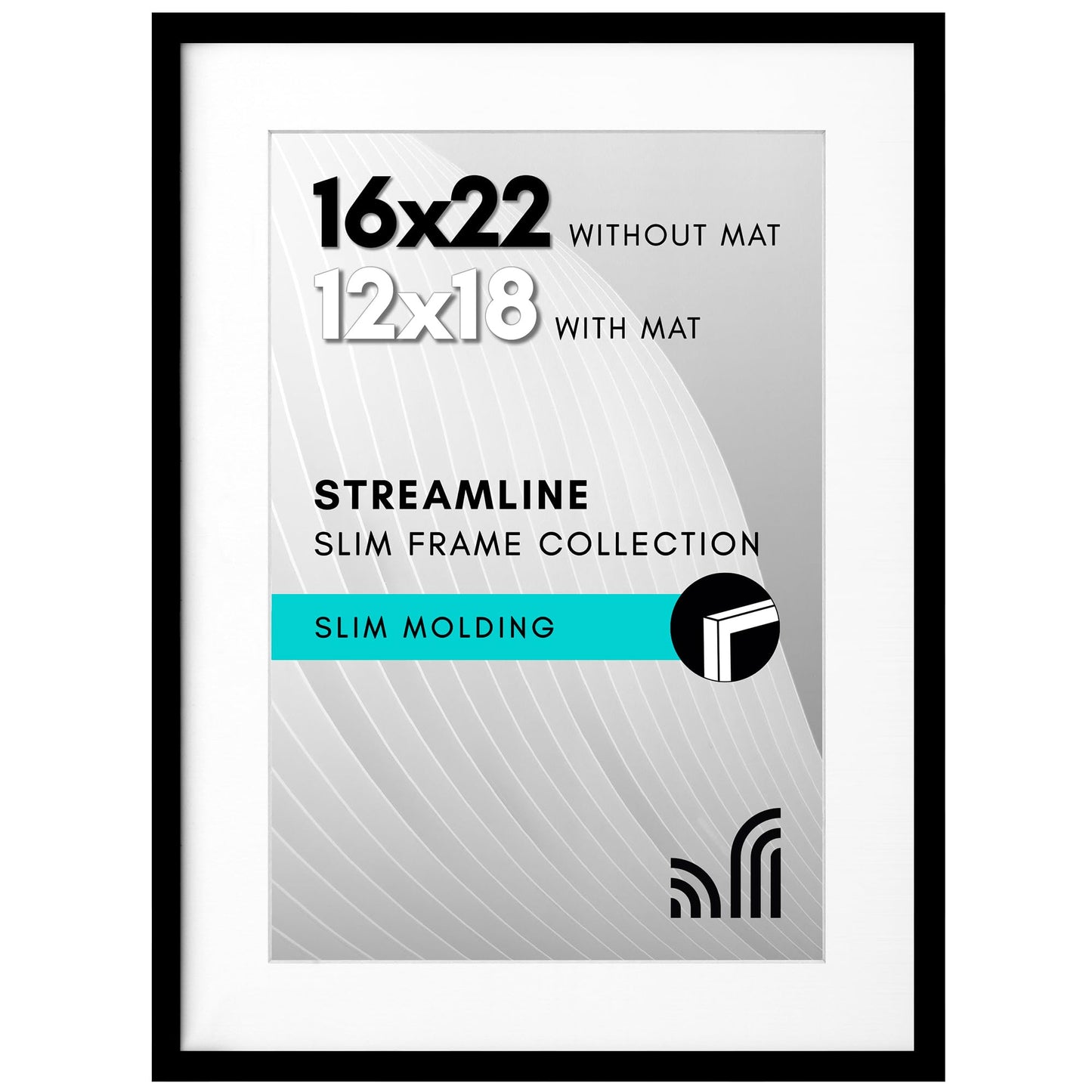 Picture Frame | Includes Mat | Slim Molding | Streamline Collection