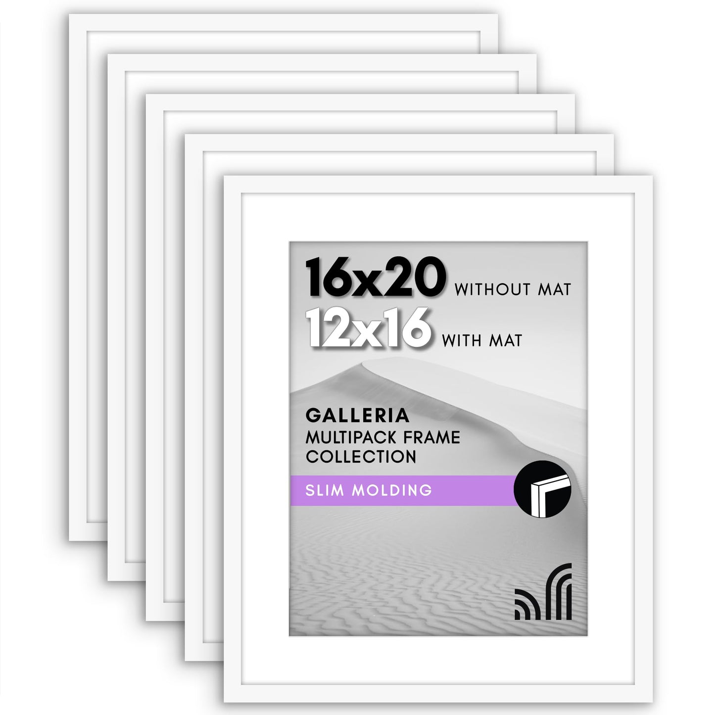 Classic Gallery Picture Frame | Set of 5 | Galleria Collection | Includes Mat