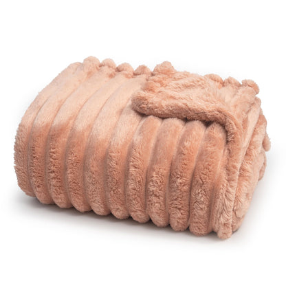 Americanflat 60x80 Faux Fur Throw Blanket - Soft and Breathable Throw Blanket for Couch, Bed, Chair - Pink Faux Fur Blankets Perfect for Home, Bedroom, or Outdoor Use