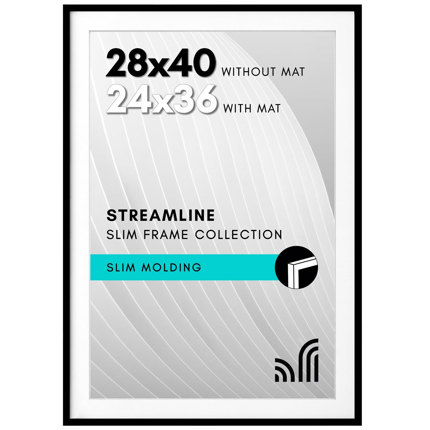 Picture Frame | Includes Mat | Slim Molding | Streamline Collection