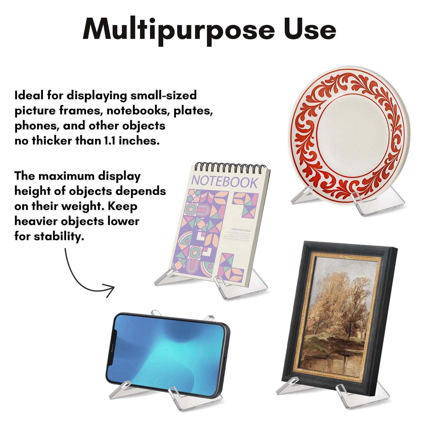 4-Inch | Acrylic Display Stand | Set of 4 | Modern - Premium Quality