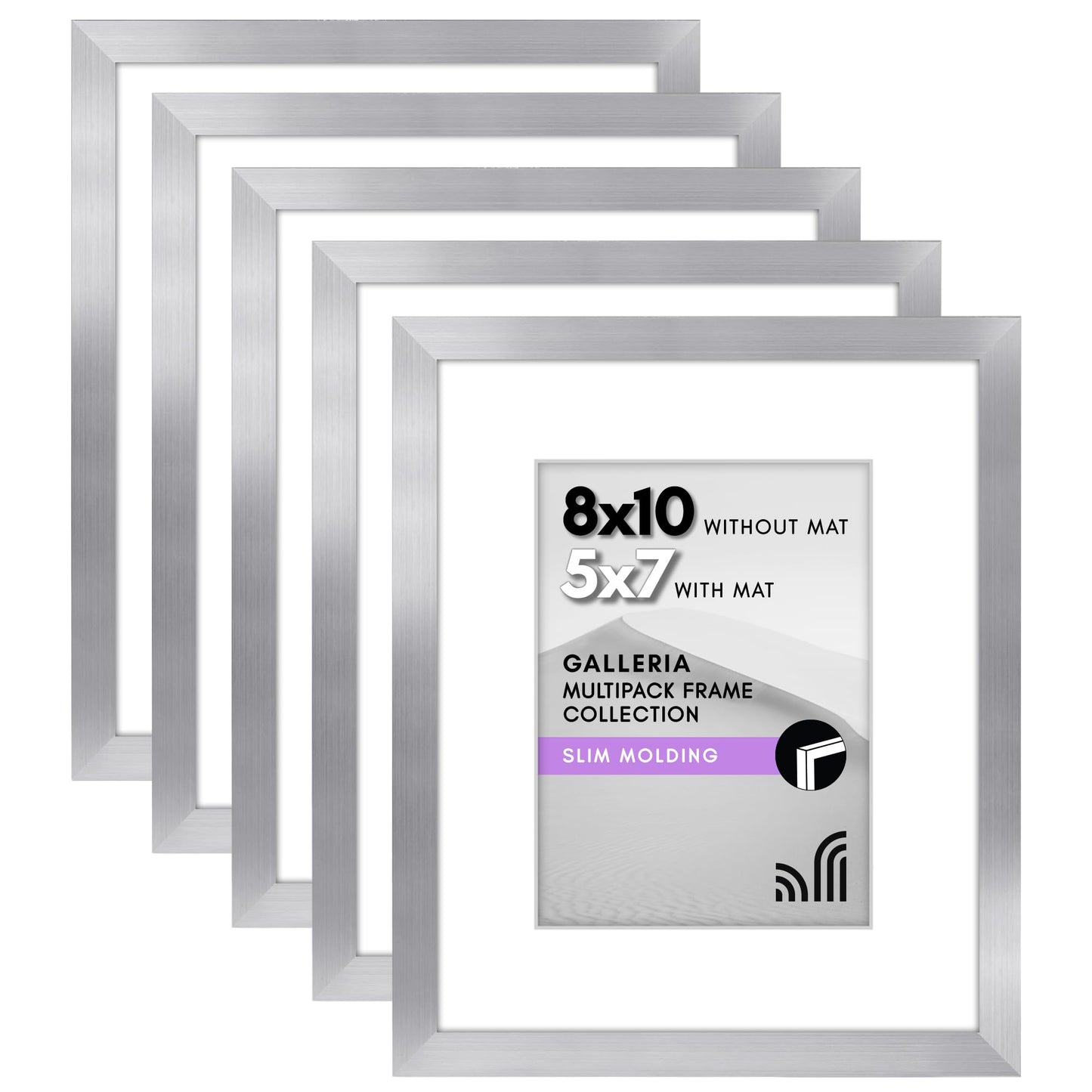 Classic Gallery Picture Frame | Set of 5 | Galleria Collection | Includes Mat