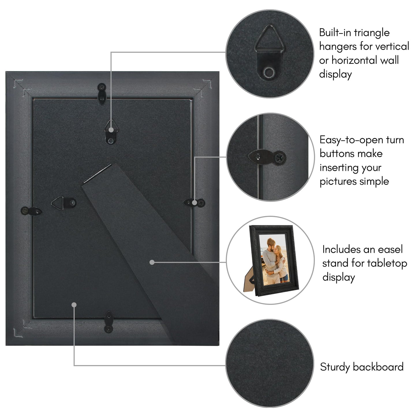 5x7 | Ornate Vintage Frame | Black | Modern - Premium Quality