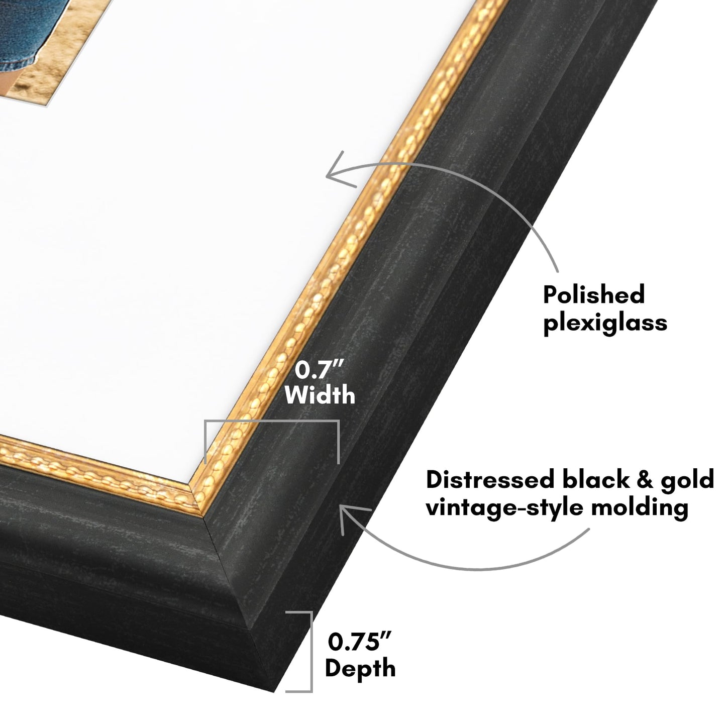 16x20 with 11x14 Mat | Vintage Frames | Black Gold | Modern - Premium Quality