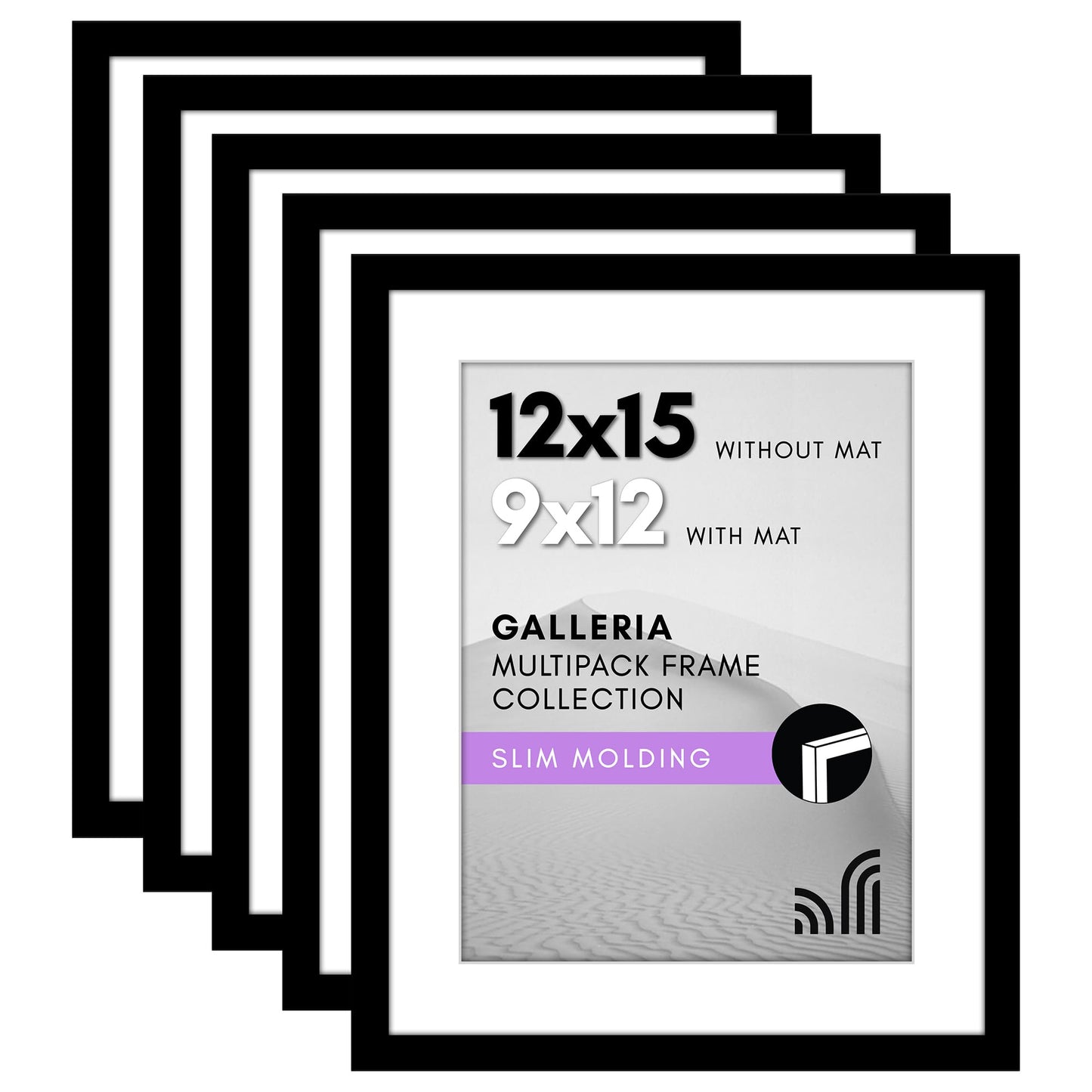 Classic Gallery Picture Frame | Set of 5 | Galleria Collection | Includes Mat