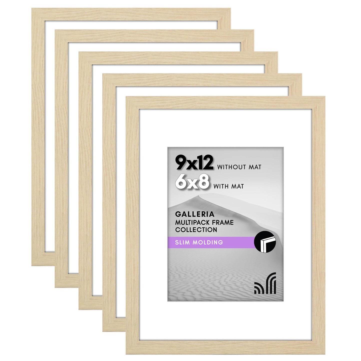 Classic Gallery Picture Frame | Set of 5 | Galleria Collection | Includes Mat