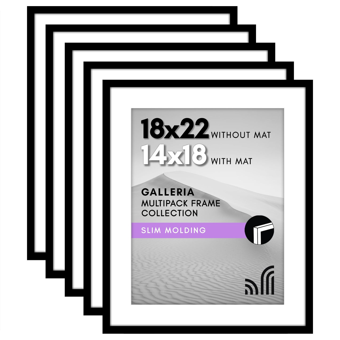 Classic Gallery Picture Frame | Set of 5 | Galleria Collection | Includes Mat