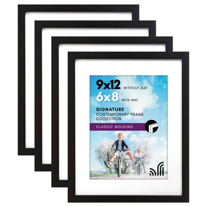 Americanflat Picture Frame | Includes Mat | 4 Multipack | Classic Molding | Signature Collection