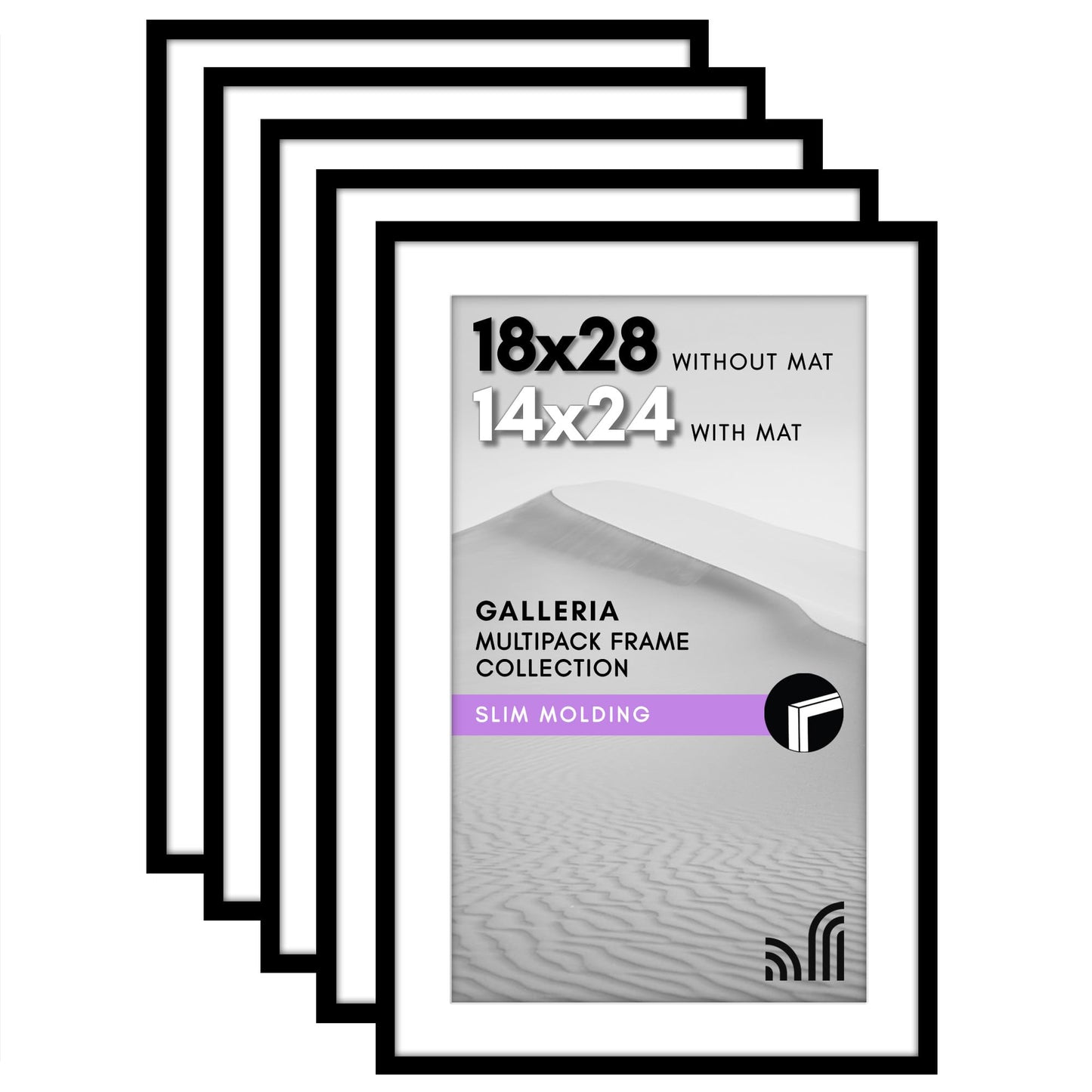 Classic Gallery Picture Frame | Set of 5 | Galleria Collection | Includes Mat