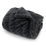 Americanflat 50x60 Rouched Faux Fur Throw Blanket - Soft and Breathable Throw Blanket for Couch, Bed, Chair - Gray Faux Fur Blankets Perfect for Home, Bedroom, or Outdoor Use