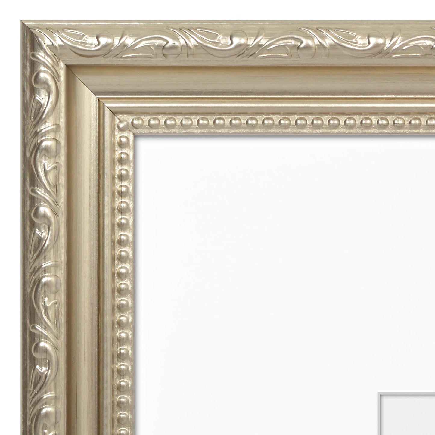 16x20 with 11x14 Mat | Ornate Vintage Frame | Silver | Modern - Premium Quality