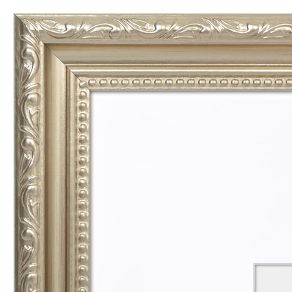 16x20 with 11x14 Mat | Ornate Vintage Frame | Silver | Modern - Premium Quality