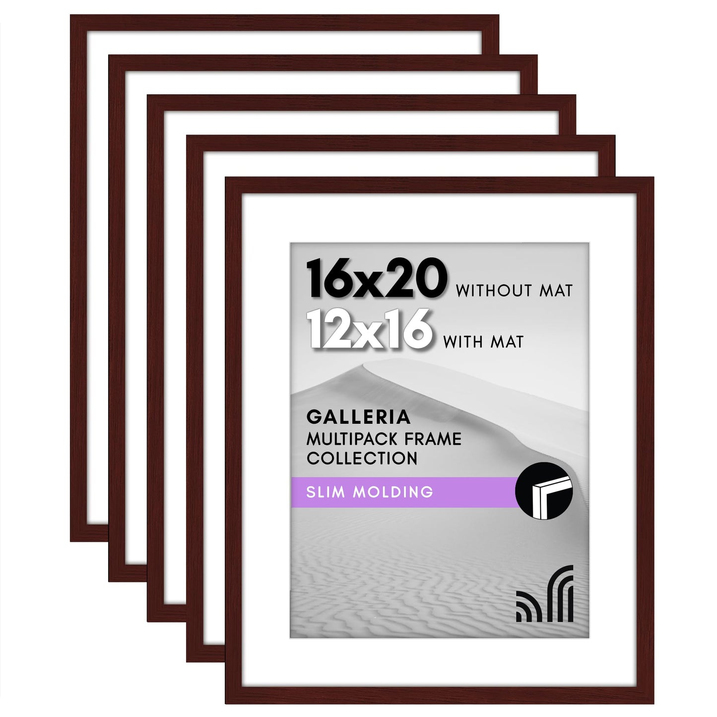 Classic Gallery Picture Frame | Set of 5 | Galleria Collection | Includes Mat