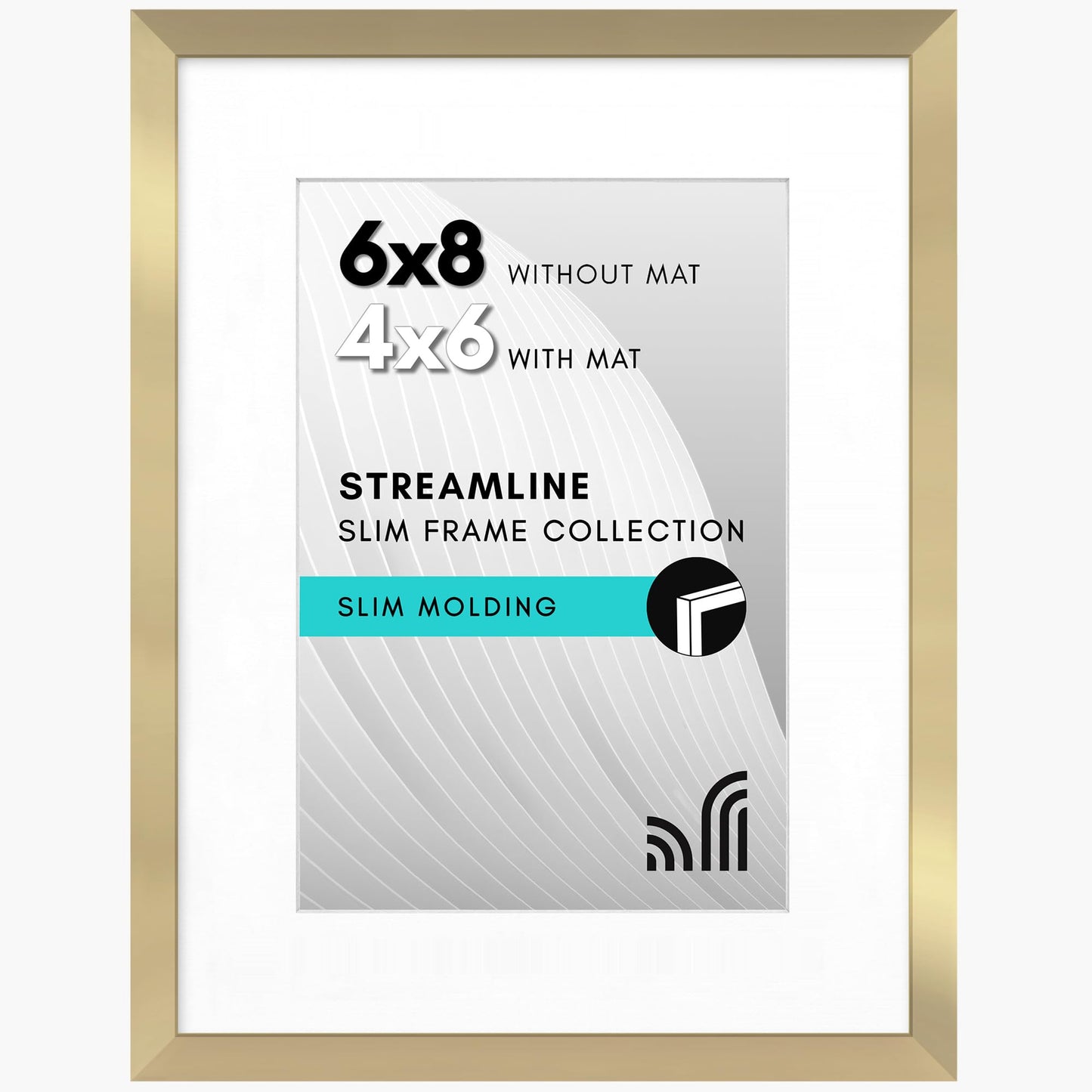 Picture Frame | Includes Mat | Slim Molding | Streamline Collection