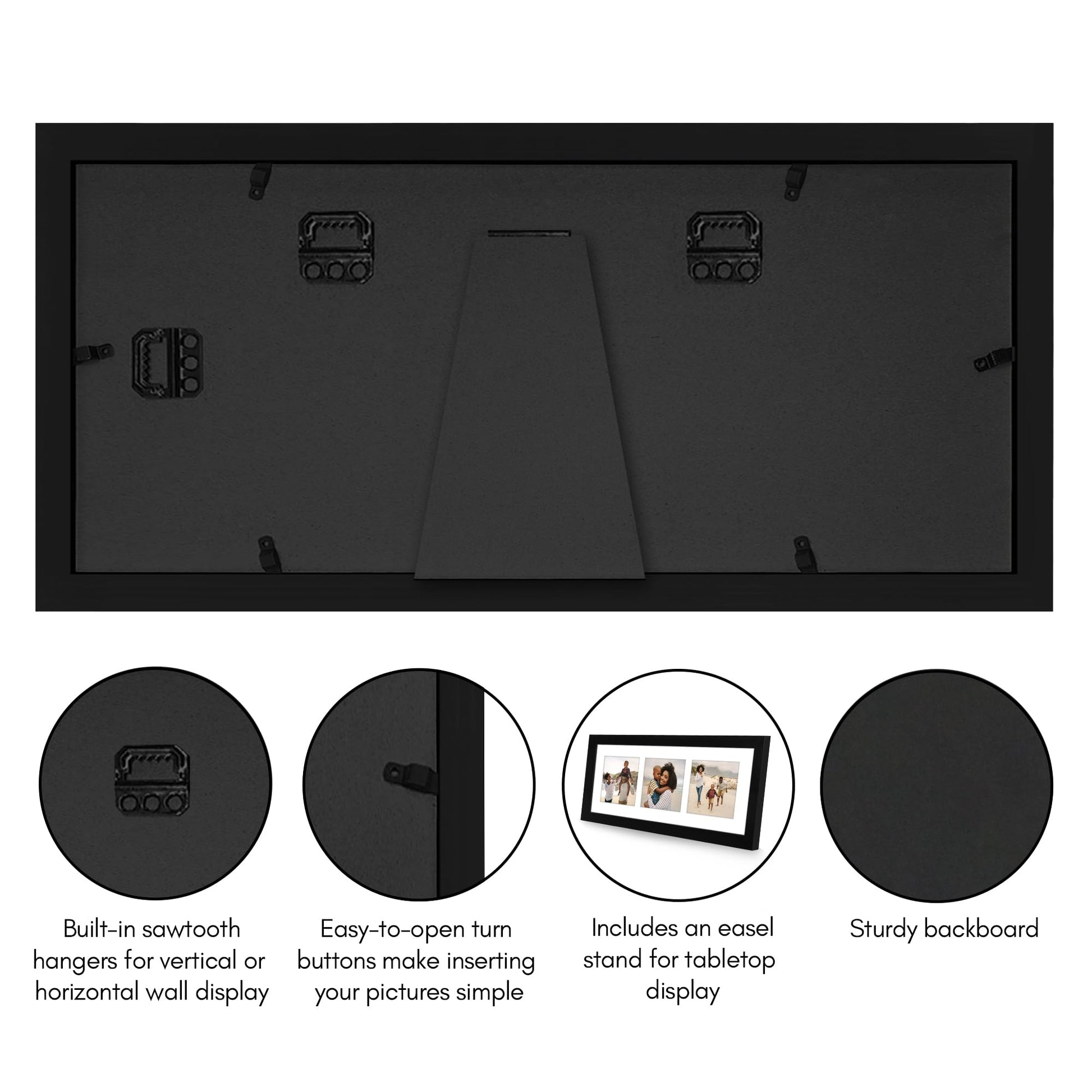 Americanflat Double Picture Frame | CF5514BLK344 | Shatter-Resistant Glass