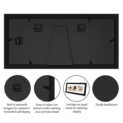 Americanflat Double Picture Frame | CF5514BLK344 | Shatter-Resistant Glass