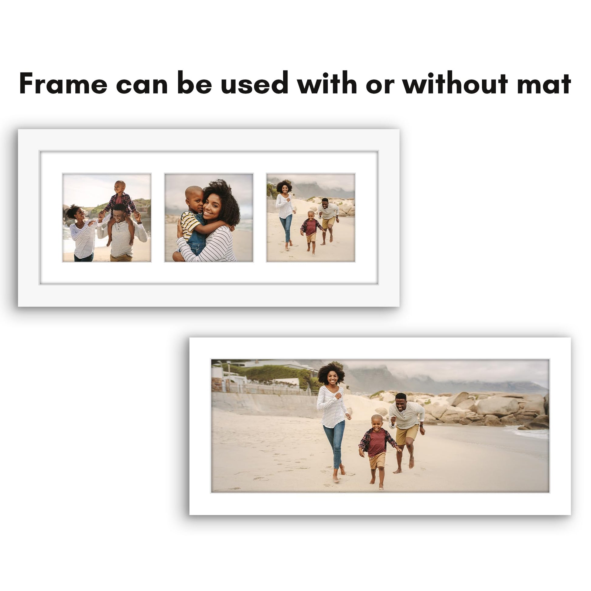 Americanflat Double Picture Frame | CF5514WHT344 | Shatter-Resistant Glass