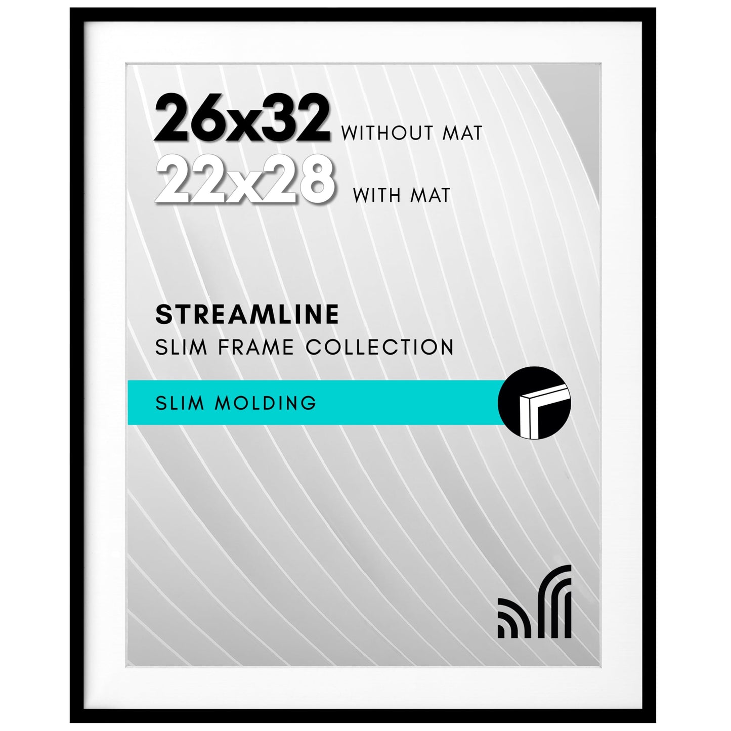 Picture Frame | Includes Mat | Slim Molding | Streamline Collection