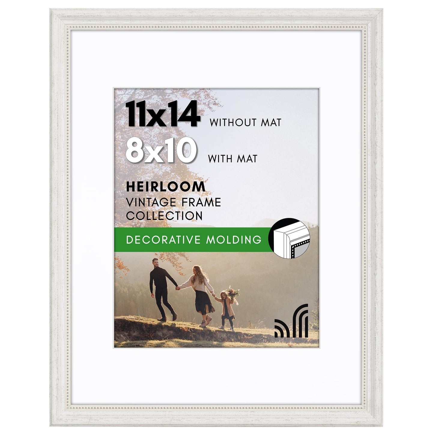 11x14 with 8x10 Mat | Vintage Frames | White | Modern - Premium Quality
