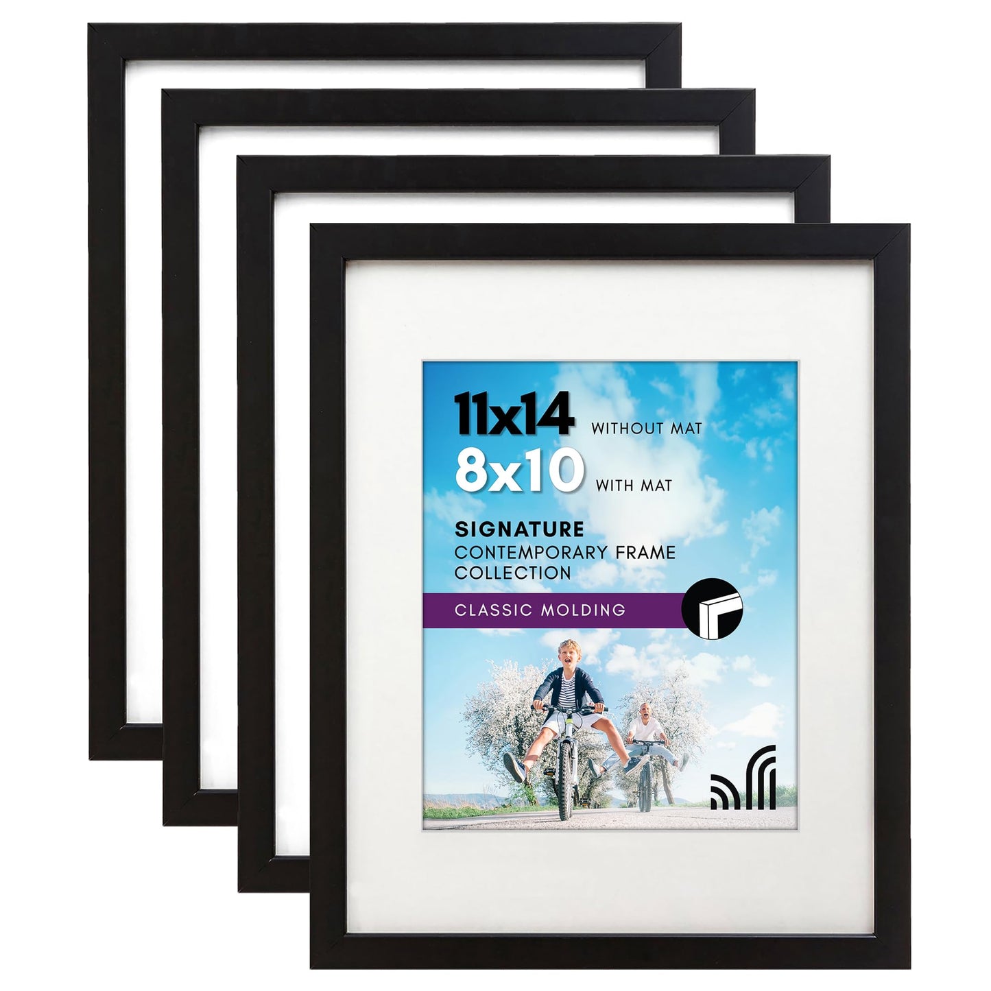 Americanflat Picture Frame | Includes Mat | 4 Multipack | Classic Molding | Signature Collection