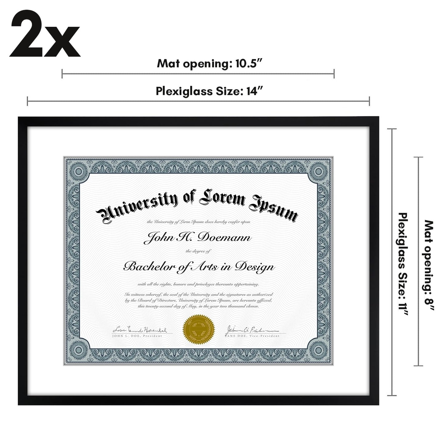 Americanflat Legacy Diploma Frame | With Mat Multi pack | Shatter-Resistant