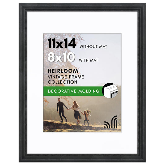 11x14 with 8x10 Mat | Vintage Frames | Black | Modern - Premium Quality