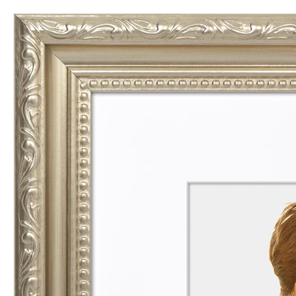 8x10 with 5x7 Mat | Ornate Vintage Frame | Silver | Modern - Premium Quality