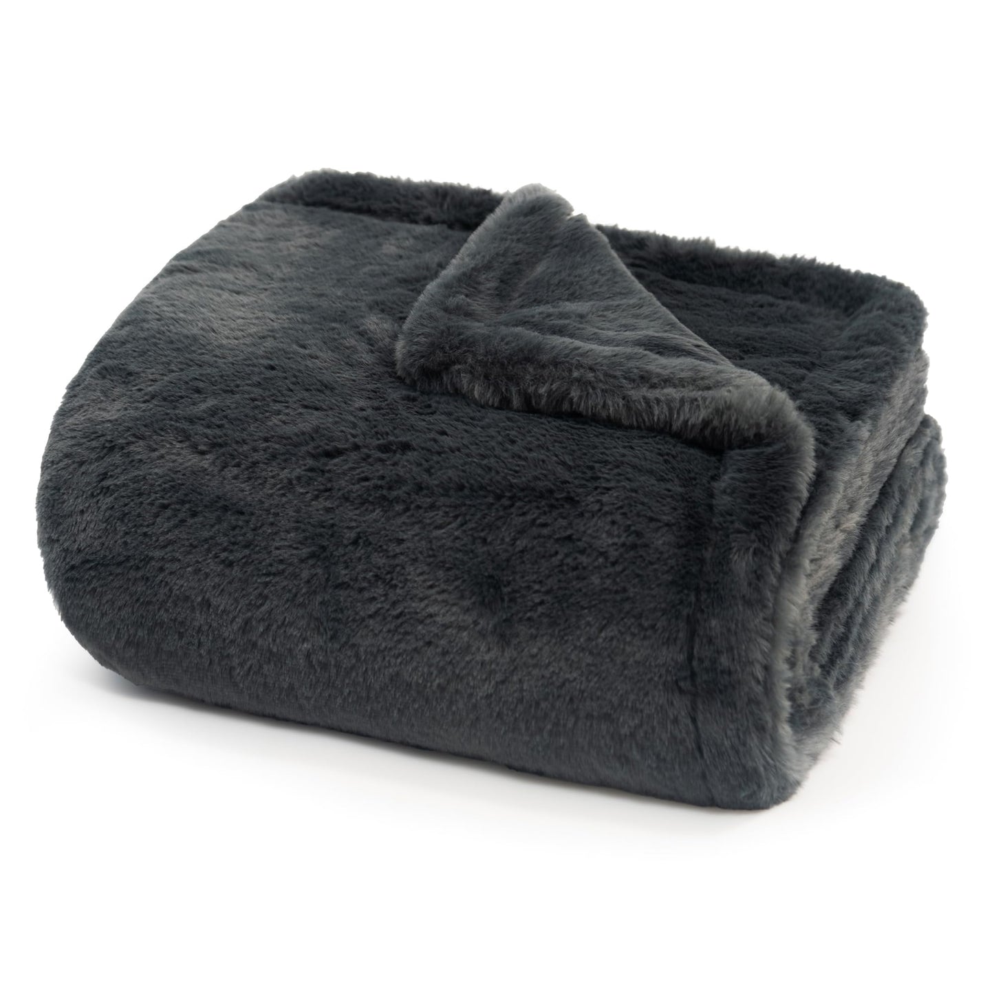 Americanflat 50x60 Double Sided Faux Fur Throw Blanket - Soft and Breathable Throw Blanket for Couch, Bed, Chair - Dark Gray Faux Fur Blankets Perfect for Home, Bedroom, or Outdoor Use