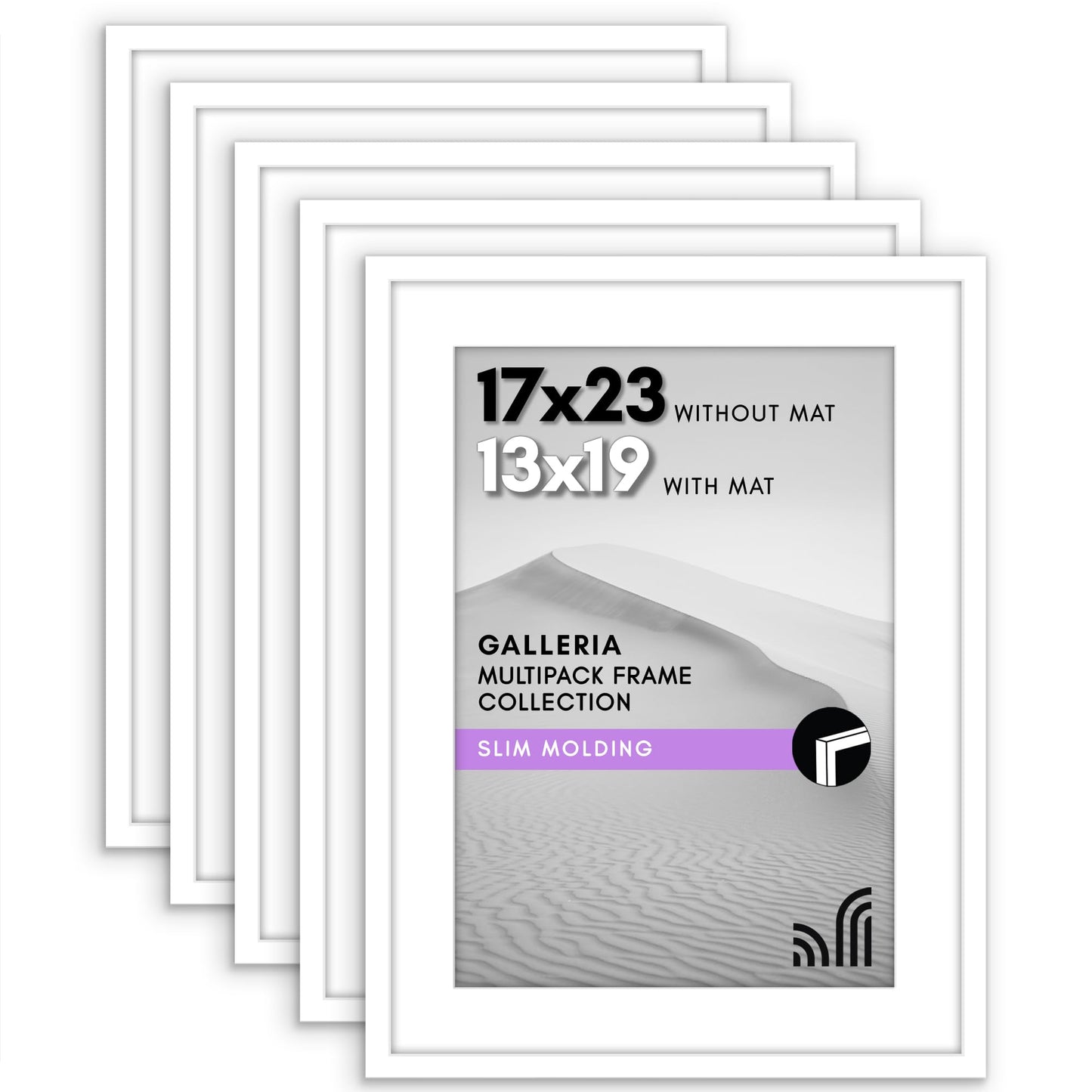 Classic Gallery Picture Frame | Set of 5 | Galleria Collection | Includes Mat