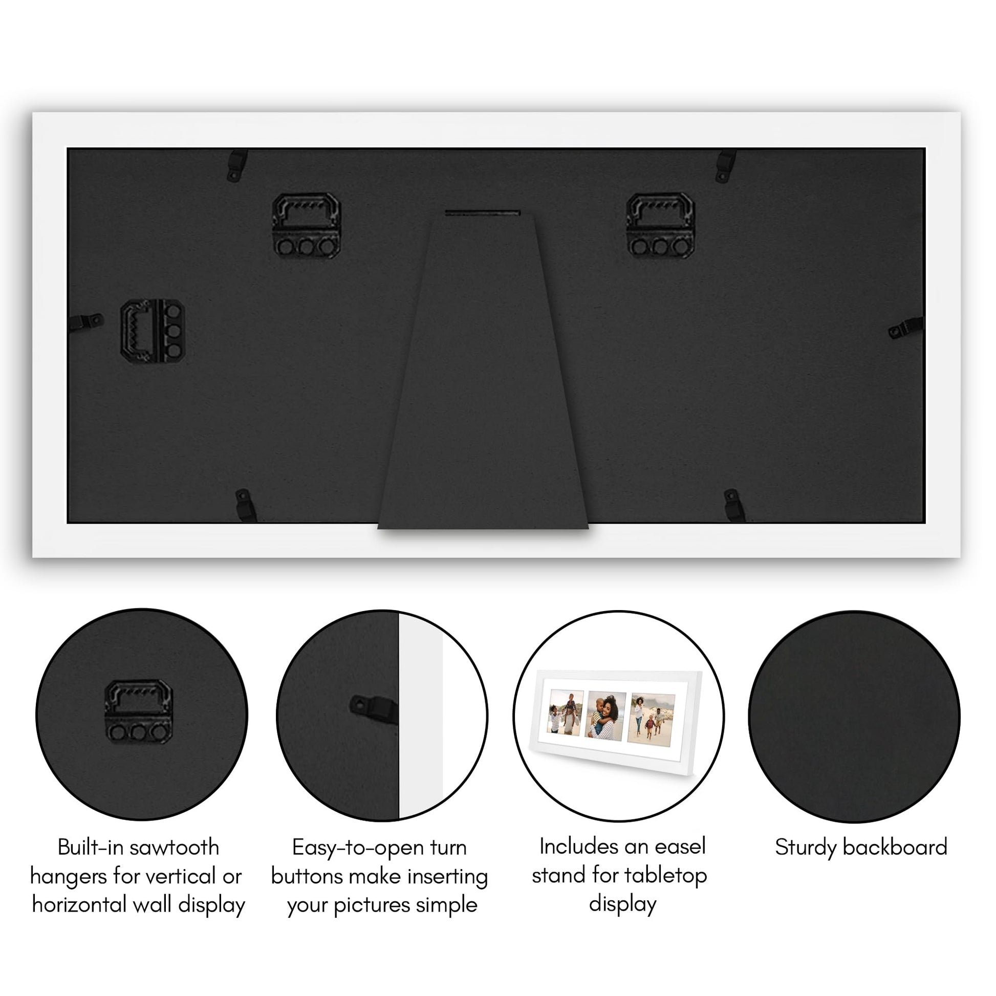 Americanflat Double Picture Frame | CF5514WHT344 | Shatter-Resistant Glass