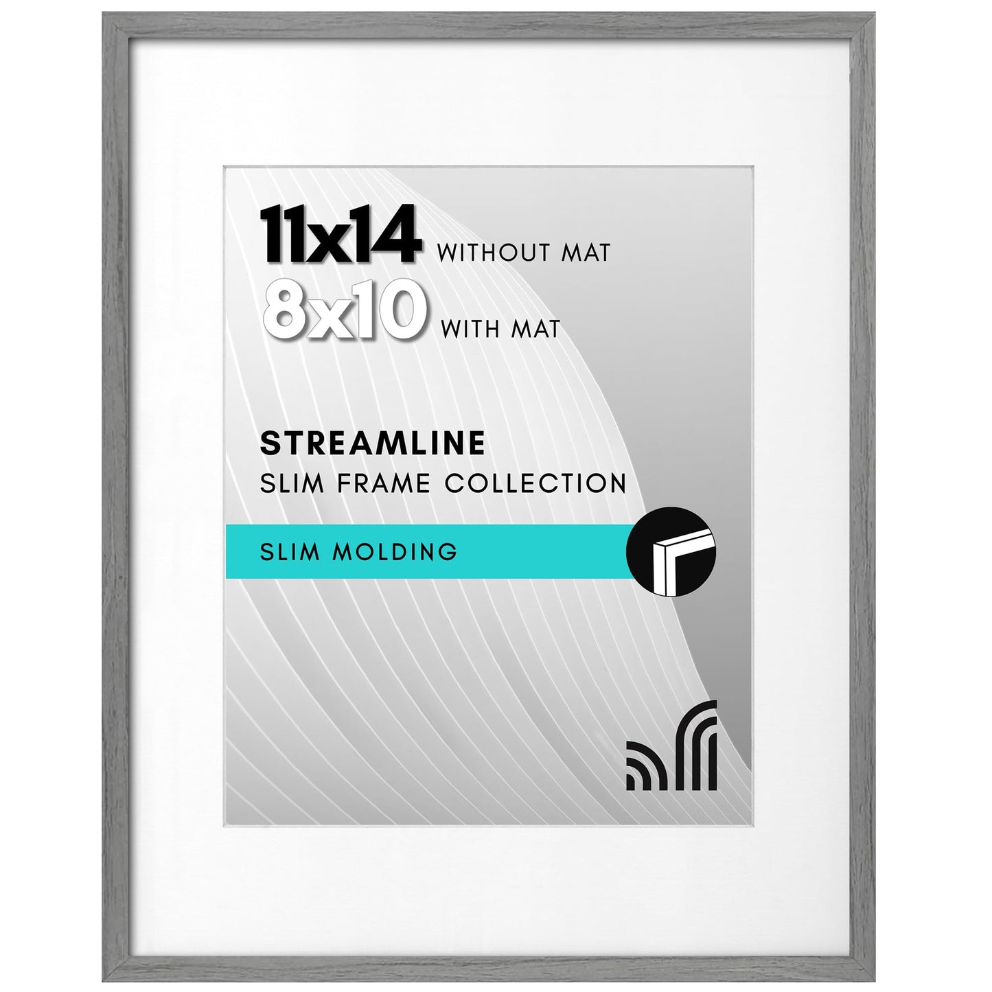 Picture Frame | Includes Mat | Slim Molding | Streamline Collection